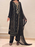 Pakistani Chiffon Salwar Kameez – Black, Large Size